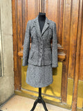 Tailleur jupe Chanel tweed gris sequins