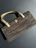 Sac Chanel baguette tweed cuir kaki et noir