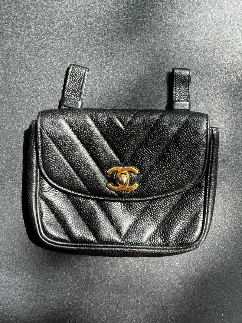 Pochette Chanel noir grainé vintage
