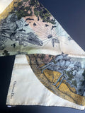 Foulard carré C. Dior ton écru bord noir