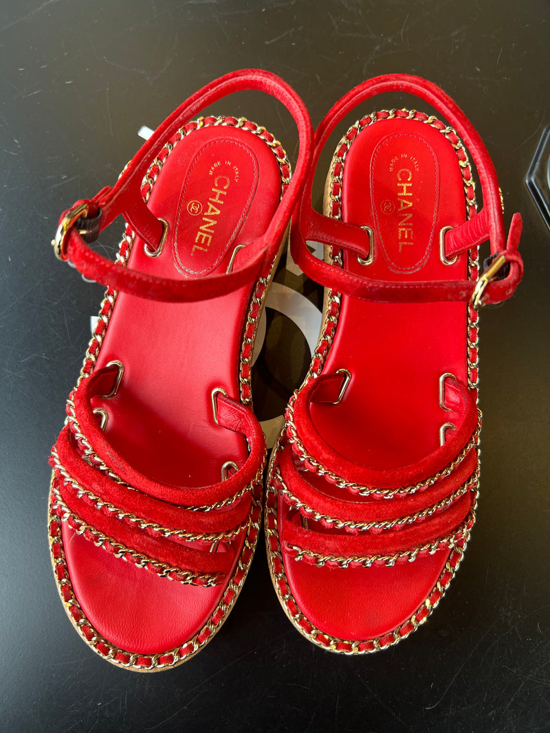 Sandales rouges Chanel jersey 36C