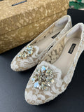 Mocassin D&G dentelle écru bijoux