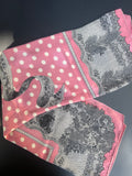 Foulard C.Dior rose à pois blanc/noir