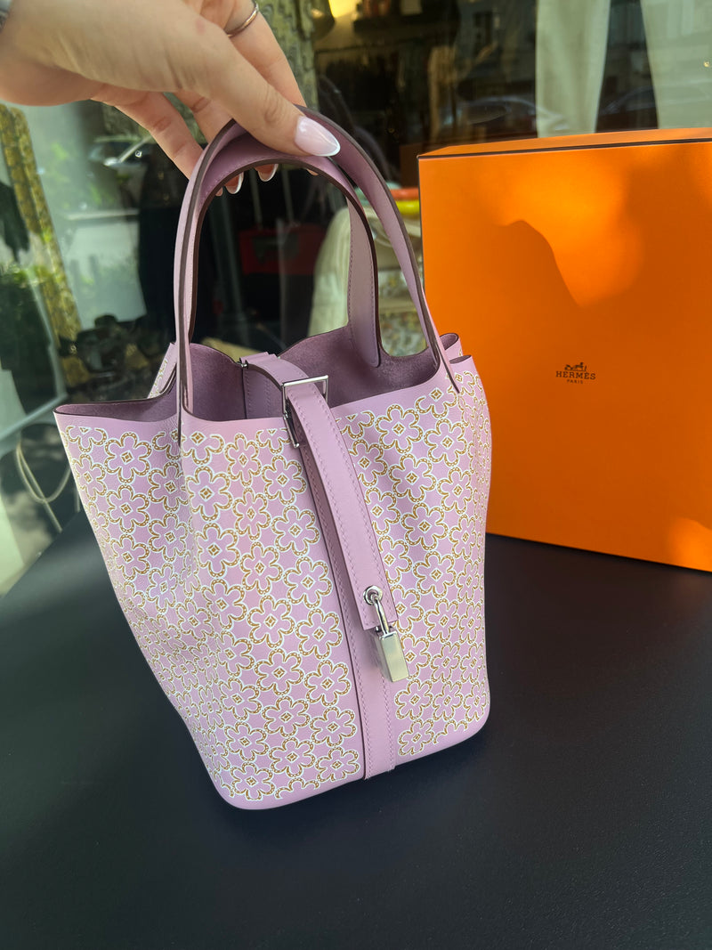 Sac picotin Hermès Lucky daisy 18 cm