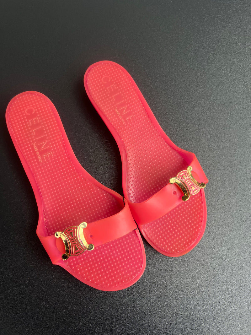 Mules Céline caoutchouc rose