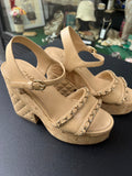 Sandales compensées Chanel beige