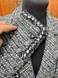 Tailleur jupe Chanel tweed gris sequins