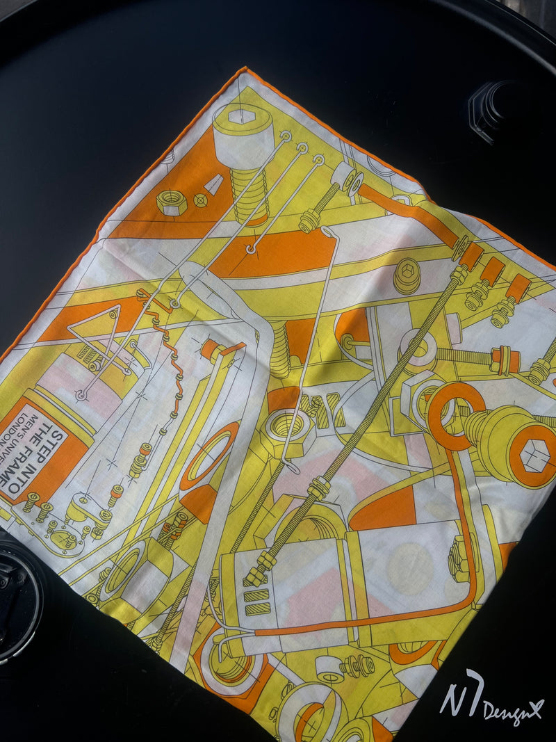 Carre coton Hermes jaune/orange + boite