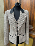 Veste Chanel pied tweed rose et noir