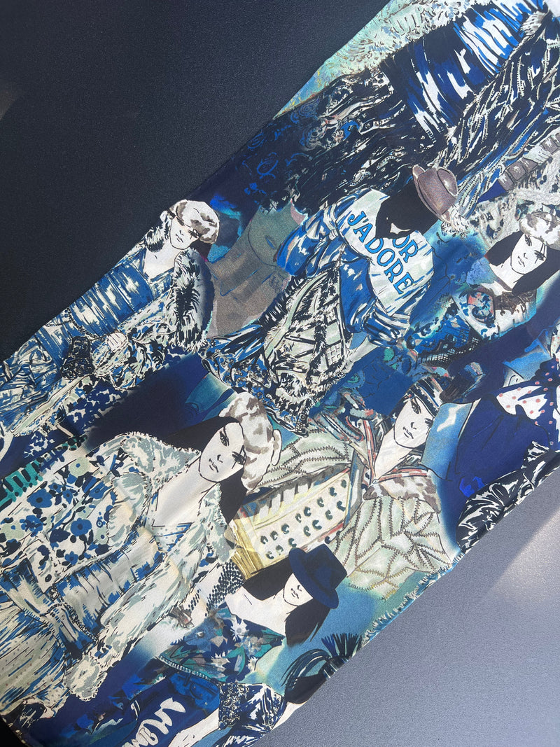 Foulard Dior J'adore tons bleu avec pochette