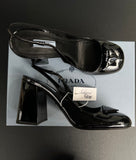 Slingback Prada noir vernis
