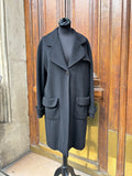 Manteau Chanel noir poches plaquées cachemire