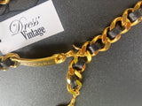 Ceinture Chanel vintage lien de cuir noir plaqué or avec boîte de 1994