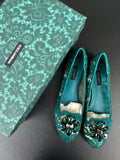Mocassin D&G dentelle vert bijoux