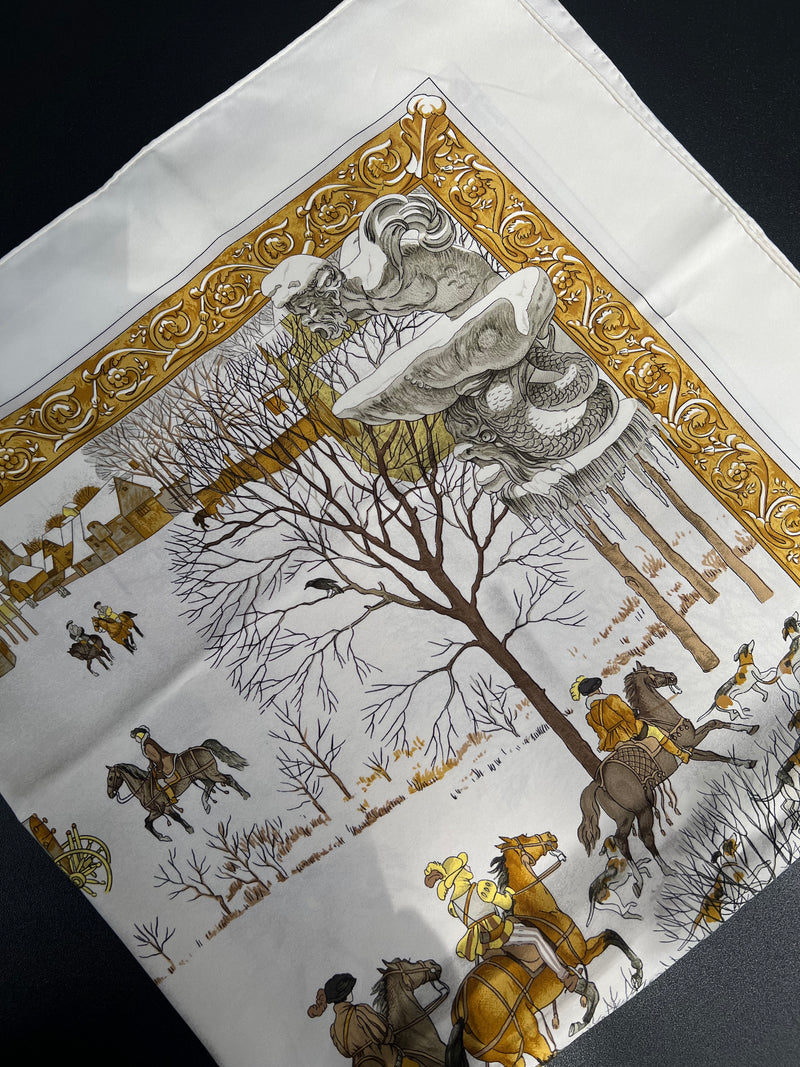 Foulard Hermès "L'Hiver" écru