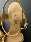 Sandales compensées Chanel beige