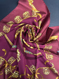 Foulard "les cavaliers d'or" bordeaux/doré