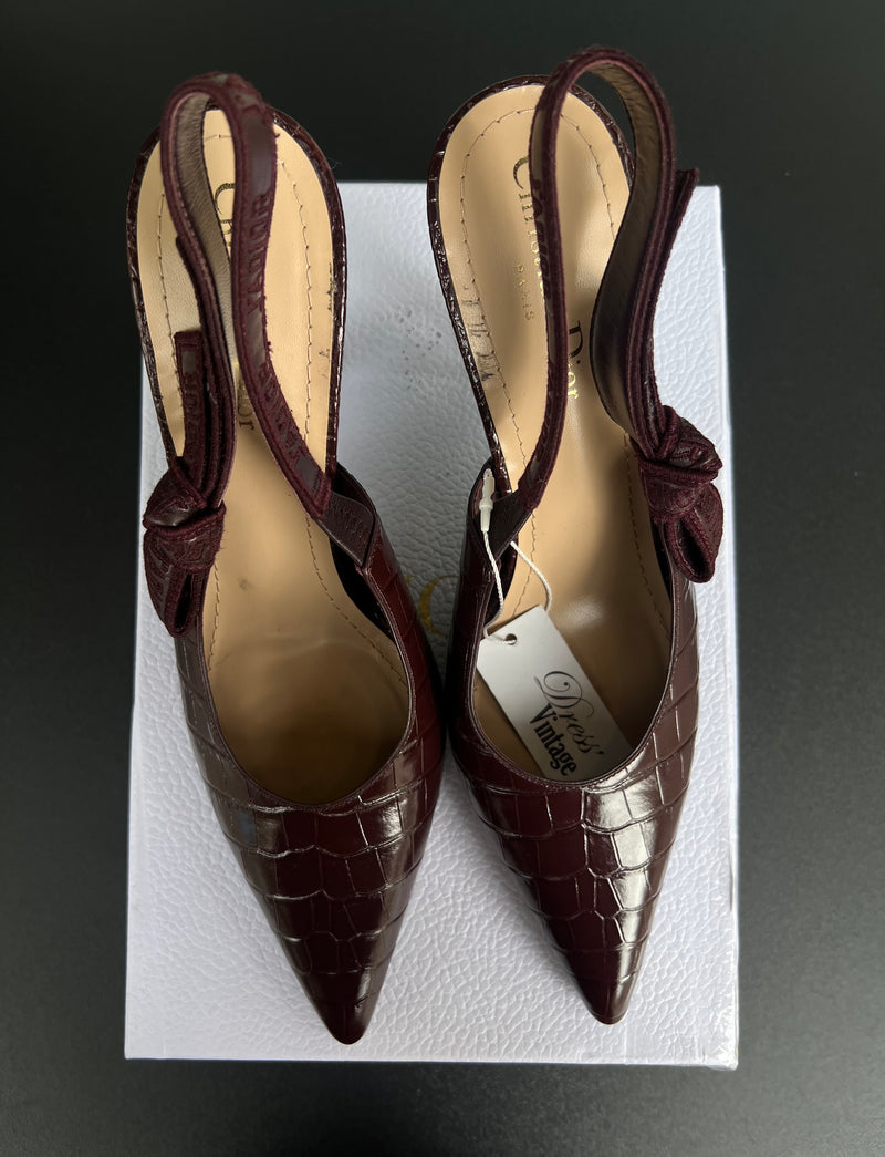 Slingback Dior J’adior embossé croco