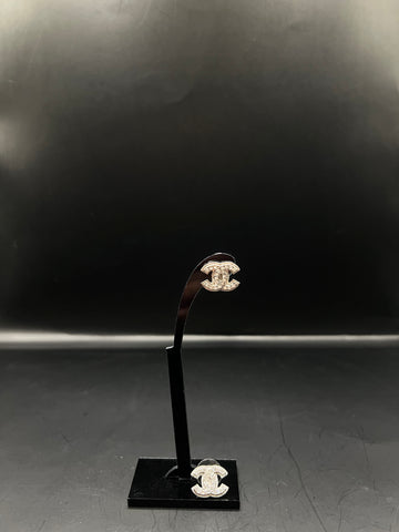 Boucle d’oreille CC argent/strass