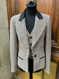 Veste Chanel pied tweed rose et noir