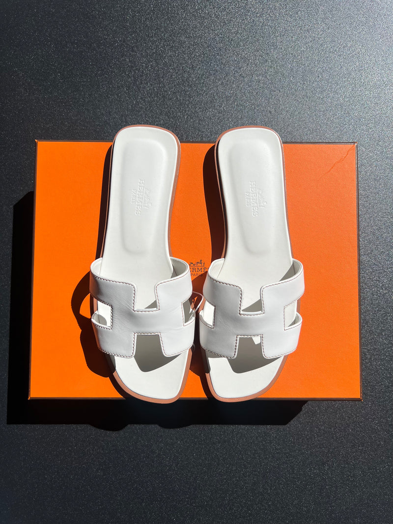 Mules Hermès Oran blanche
