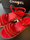 Sandales rouges Chanel jersey 36C