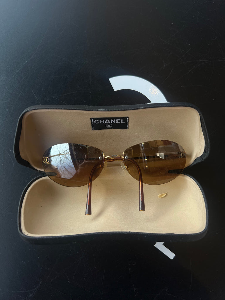 Rimless Sunglasses Lunette Chanel Vintage Chanel Rimless