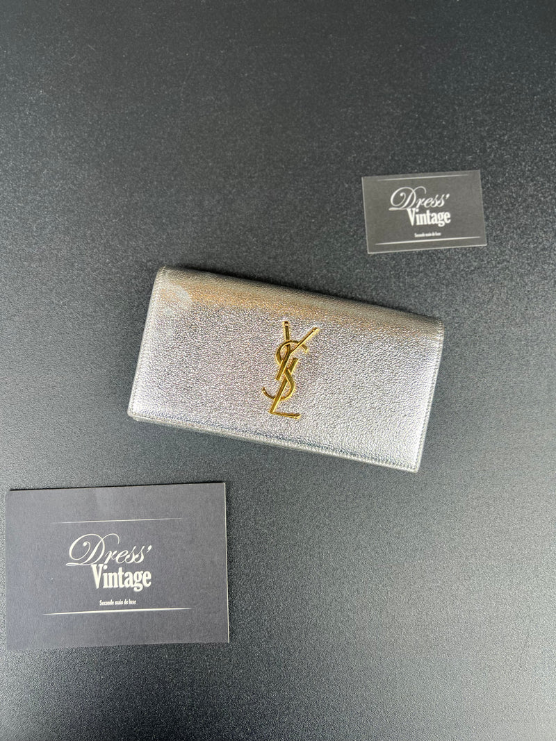 Porte feuille YSL argenté
