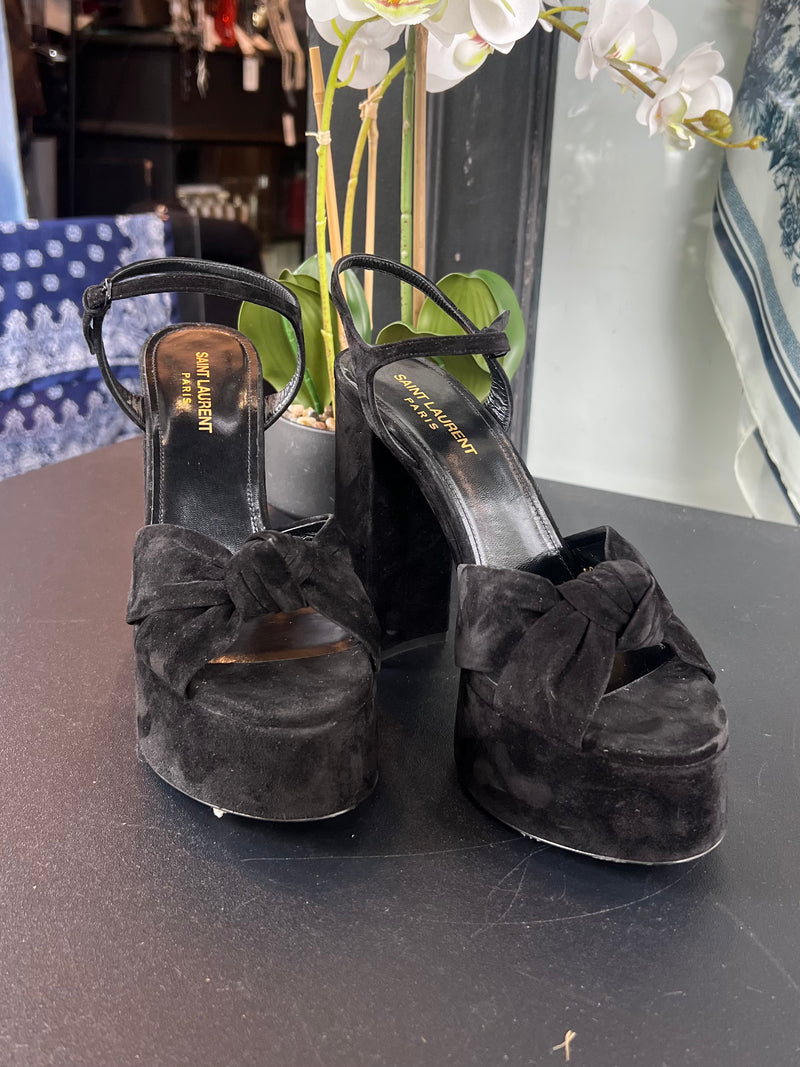 Sandales compensées bayardères YSL avec boîte