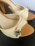 Sabots Dior vintage écru et bois