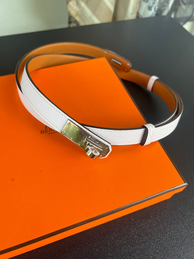 Ceinture Hermès blanche et argent neuve avec boîte et facture