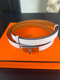 Ceinture Hermès blanche et argent neuve avec boîte et facture