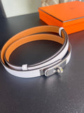Ceinture Hermès blanche et argent neuve avec boîte et facture