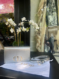 Pochette ceinture Dior « Montaigne » argent avec housse